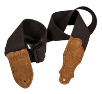 Franklin Chocolate/Caramel Cotton Guitar Strap – Embossed Suede End