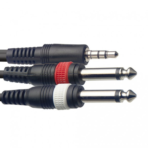 STAGG SYC3/MPSB2P E Y-Kabel 3,5mm Stero auf 2x6,3mm Mono Klinke