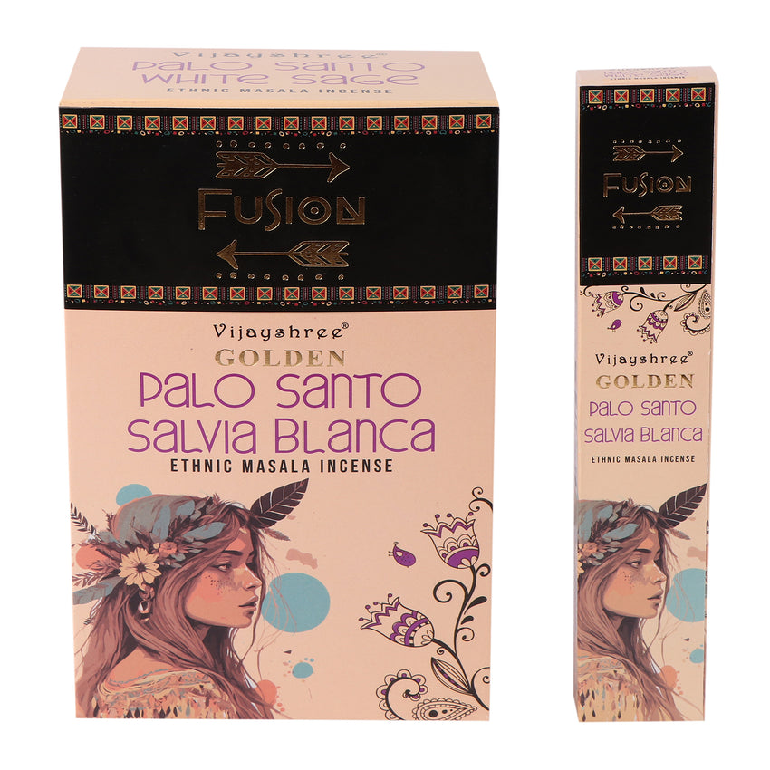 Vijayshree GOLDEN Palo Santo & Salvia Bianca, 15g, Incenso fatto a mano