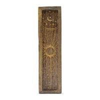 Mango WOod Räucherstäbchenhalter und Tablett für Kristalle mit Sternzeichen