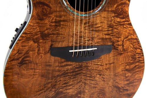 OVATION CS24P-NBM-G CELEBRITY TRADITIONAL PLUS MID CUTAWAY NUTMEG BURLED MAPLE 