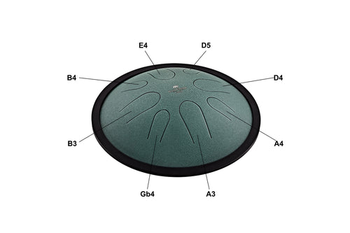 MEINL Sonic Energy 10" Compact Steel Tongue Drum, H Moll, 8 Töne, 432 Hz, Dunkelgrün-CSTD1DG