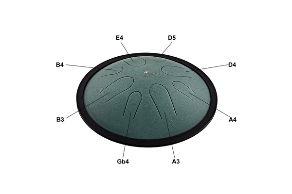 MEINL Sonic Energy 10" Compact Steel Tongue Drum, H Moll, 8 Töne, 432 Hz, Dunkelgrün-CSTD1DG