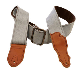 Cinghie Franklin DN-BL-CG 2" in denim blu anticato/con linguetta terminale in pelle color cognac