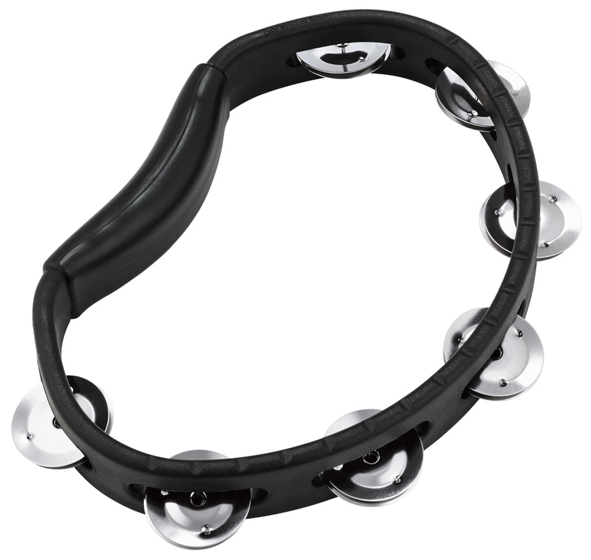 MEINL HTBK Hand Tambourine, single row, with steel clips, black