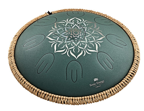 MEINL Sonic Energy OSTD3DGE Steel Tongue Drum ottava da 16", Fa maggiore, 9 toni, 432 Hz, Verde scuro,