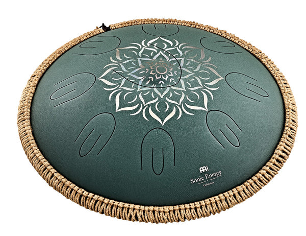 MEINL Sonic Energy OSTD3DGE 16" Octave Steel Tongue Drum, F Dur, 9 Töne, 432 Hz, Dunkelgrün,