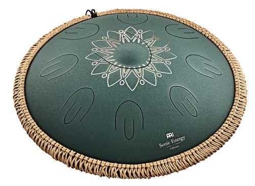 MEINL Sonic Energy OSTD4DGE 16" Octave Steel Tongue Drum, Fa# Minore, 9 Toni, 432 Hz, Verde Scuro