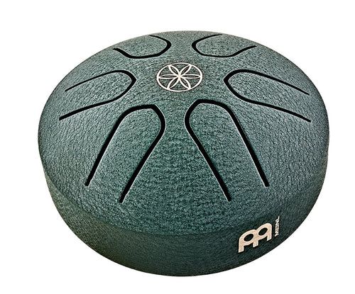 MEINL Sonic Energy PSTD4DGGOL Pocket Steel Tongue Drum 3", La Maggiore, 6 Note, 440 Hz, Verde Scuro, Fiore della vita