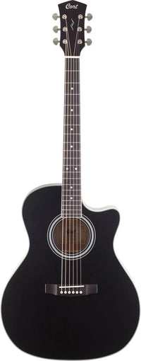 Chitarra acustica Cort PURE-GA Grand Auditorium con pickup satinato nero e spaccato mancante