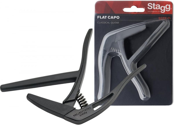 STAGG SCPX-FL BK Capotasto trigger piatto nero per chitarra classica (tastiera piatta)