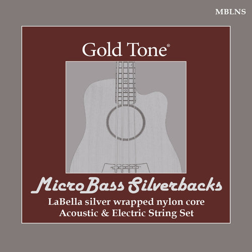 GOLD TONE LABELLA 'SILVERBACK' SILVER WRAPPED NYLON STRINGS FOR MICRO-BASS