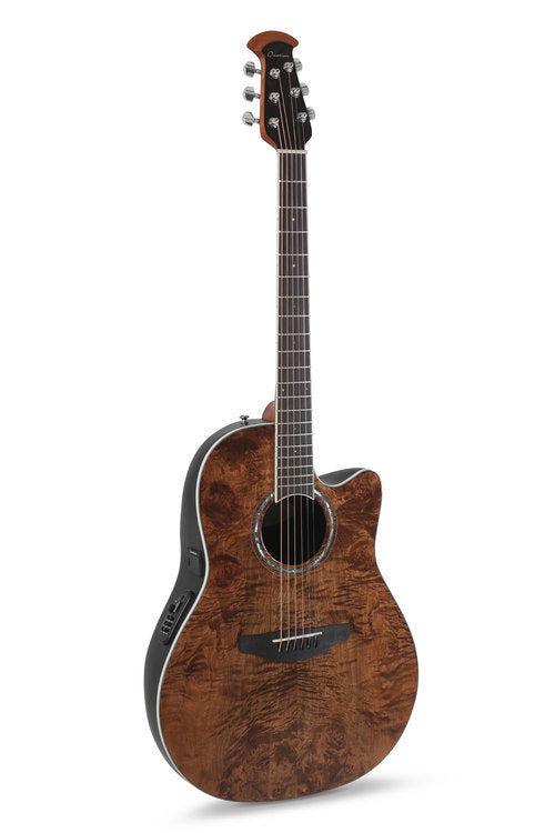 OVATION CS24P-NBM-G CELEBRITY TRADITIONAL PLUS MID CUTAWAY NUTMEG BURLED MAPLE 